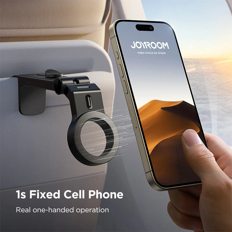 Joyroom Magnetic Airplane Phone Holder Travel Essentials Flexible Rotation Hands-Free Airplane Phone Mount for iPhone 15 Pro Max